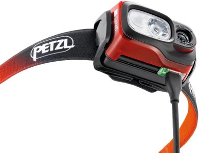 PETZL Swift RL Headlamp – Orange, Rechargeable LED Light