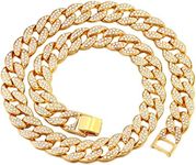 Flatfoosie Gold Dog Chain Collar Diamond Cuban Link Durable Dog Chain Collar for Outside Walking Secure Buckle Dog Gold Chain for Small Medium Large Dogs Cats (20inch, Gold)