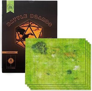 GSM Brands Battle Mat with Grid for Dungeons Role Playing Tabletop Dragons Game - 4 Pack Open Plains Setting Dry Erase Battle Boards, Non-Skid Back (17x13 Inches Each Makes 34x26 Board)