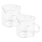 Wisebom 2 PCS Glass Measuring Cup, Transparent Heat Resistant Espresso Measuring Cup with Double Spouts, Double Mouthed Ounce Cup, Coffee Shot Glasses with Handle for Tea Bar DIY Making