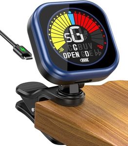 New Bee Guitar Tuner Clip-On Rechargeable with Color Screen 360° Rotatable Acoustic Chromatic Open Tuning for Guitar, Bass, Ukulele, Violin (Blue, 1 Pack)