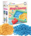 Intelliskills Premium 500g Magic Play Sand Kit for Kids, 3-in-1 Creative Art&Craft Activity Set, Big Crab,7 Shape Molds&Inflatable Tray, Sensory Learning Toy for Toddlers 3+ Years, BIS Certified,Green