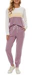 Fengbay Two Piece Outfits for women,Long Sleeve Crewneck Pullover Tops And Pants Sweatsuits Loungewear Set with Pockets, Purple, Large