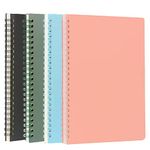 Songaa [4 Pack] Spiral Notebook, A5 Size College Ruled Spiral Notebook, PP Hardcover Spiral Notebook Ruled Lined Journal Notebook Bulk, 80 Sheets / 160 Pages Spiral Bound Notebook (5.7"x 8.3")