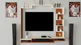 DAS David High Strength & Durable Wall Mount Engineered Wood TV Entertainment Unit Stand Set Top Box Stand for Living Room Classic Walnut & White Large (Ideal for up to 50") Screen