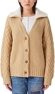 Lucky Brand Cardigan da donna con colletto a cavo, Light Camel, L