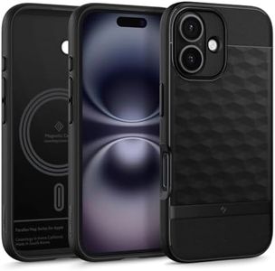 Caseology by SPIGEN Parallax Mag for iPhone 16 Case 6.1-inch Compatible with MagSafe Magnetic Ring, 3D Hexa Cube Design Air Space Technology, Raised Edge Non-Slip Grip Cover - Black