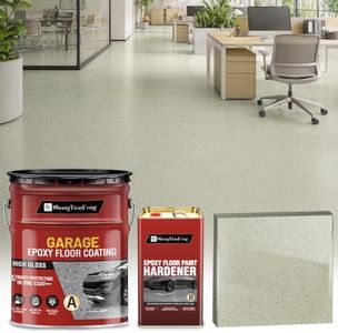 Luxury 3‑Component Epoxy Colored Sand Self‑Leveling Floor Paint, Marble‑Effect, 100% High Solids, 5.5:1 Sand‑Aggregate Ratio, 6H Hardness,1.5mm Finished Thickness (Milk White,4 Gallon,100 Sq.Ft)