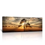 KREATIVE ARTS - Gallery Wrap Canvas Print - Beautiful Sunset Panoramic Canvas Art Print Nightfall Tree Landscape Canvas Prints Ready to Hang 20''x55''