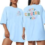 in My Cruise Era Shirt On Cruise Mode Oversized Shirts Summer Vacation Beach Praty Family Cruise Tee Tops, Blue, Medium