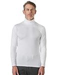 LAPASA Men's Middleweight Turtleneck Base Layer Top for Men Thermal Underwear Top Long Sleeve T-Shirt M124, White, M