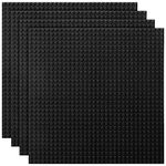 Etarnfly 4 Pack Classic Base Plates,25.5 x 25.5 cm Building Board Baseplates 100% Compatible with All Major Brands,Black