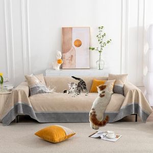 VClife Non Slip Couch Cover for Dog, Anti Cat Scratch Sofa Cover for 3 Cushion Couch Sofa, Waterproof Sofa Protector Sectional Couch Covers for Living Room, Dog Bed Couch Cover, Khaki, 71"x150"