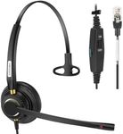 Arama Corded Telephone Headset Mono w/Noise Canceling Mic Compatible with ShoreTel Plantronics Polycom Zultys Toshiba NEC Aspire Dterm Nortel Norstar Meridian Packet8 Landline Deskphones(A800S2)