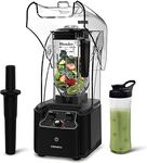 CRANDDI Commercial Quiet Blender 2200 Watt for Kitchen with Soundproof Shield Cover, Heavy Duty High Speed Blender with 80oz Pitcher and Self-Cleaning, K90 Black