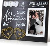 Wedding Countdown Calendar Picture Frame Ideal Bridal Shower & Engagement Gifts for Couples, Valentine's Day Present for Newlyweds & Brides-to-be-Black (black)