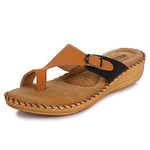 ORTHO JOY Women's Extra-Soft Doctor Ortho Flip-Flops Slippers (Brown, Tan) 6 Kids UK (Orth_WSP04 40)