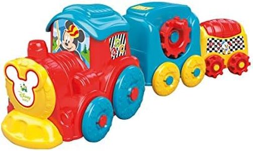 Disney Baby Clementoni - Activity Train, Trenino Trainabile con Vagoni Impilabili, per Bambini 10+ Mesi, Gioco Prima Infanzia per Comprendere la Relazione Causa-Effetto, 17168