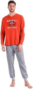 DISNEY Pijama Manga Larga Night and Day para Hombre