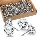 Hotop 150 Pieces Diamond Buttons Crystal Upholstery Nails Tacks Crystal Furniture Tacks Crystal Head Thumb Tacks Decorative Push Pins for Furniture Sofa Headboards Cork Board (0.98 Inch)