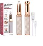 ENINAS Eyebrow Trimmer for Women, 2 in 1 Rechargeable Facial Hair Remover with Replaceable Heads, Professional Painless Personal Hair Removal Eyebrow Razor with Indicator Lights, (ROSE GOLD)