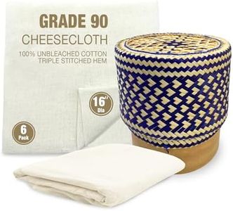 PANWA Bamboo Sticky Rice Serving Basket Thai Kratip Container Royal Blue Butterfly Pea Flower with 16 Inch Round 6 Pack Reusable Cheesecloth