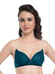 Lovable Polycotton Bra for Women Lightly Padded Seamless Wire Free with Adjustable Detachable Transparent Straps V-Neck 3/4th Covering Cups Demi Bra (E.Blue,38B) - LE 224