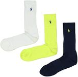 Polo Ralph Lauren SPORT SOCK 3-PACK (M (10-13), White/Navy/Yellow)