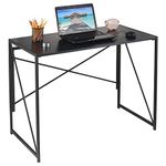 ANJI DEPOT Folding Table, Folding Desk, Computer Desk, Foldable Small Desk for Home Study/Office (Black)