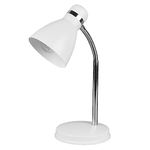 Britalia Matt White & Chrome Retro Metal Adjustable Table Desk Lamp with Dome Shade | 33cm Height | 1 x ES E27 Lamp Bulb Required | UK Approved | Chromed Head Band