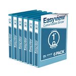 EasyView Premium 1-Inch Binders with Clear-View Covers, 3-Ring Binders for School, Office, or Home, Colored Binder Notebooks, Pack of 6, Round Ring, Turquoise