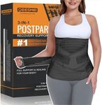 QEESMEI 3 in 1 Postpartum Belly Support Recovery Wrap - Postpartum Belly Band - Postpartum Essentials Post Partum Waist Binder, Post Surgery Abdominal Binder Shapewear (Black, L)