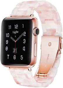 Light Compatible with Apple Watch bands 41mm 40mm 38mm, Adjustable Fashion Resin iWatch Band for Apple Watch Series 9 8 7 6 5 4 3 2 1 Apple Watch SE(Flower Pink,38mm/40mm/41mm)