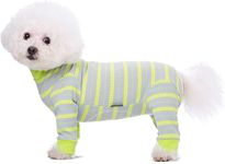 Dog Striped Recovery Suit, Puppy After Surgery Onesie for Female Male Dogs, Dogs Cats Long Sleeve Pajamas Bodysuit, Surgery Abdominal Wound Bandages Clothes, Dog Pant for Shedding Skin Disease