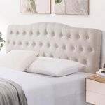 Iroomy Upholstered King Headboard, Button Diamond Tufted Headboard with Adjustable Height and Solid Wood Leg, Linen Fabric Padded Headboards for King Size Bed, Mordern Head Board, Beige