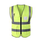 RMTL Hi Vis Viz High Visibility Reflective Safety Vest Waistcoats Jacket Workwear Zip Security Mobile Phone Pocket ID Holder (Extra-Large)