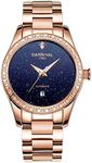 TEINTOP Carnival Women's Automatic Mechanical Watch Sparkling Stars Blue Sky Dial, Rhinestone Bezel-Calendar, Wrist Watch