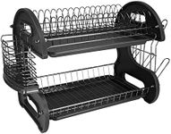 Home Basics Dish Drainer-2 Tier-Plastic, Black