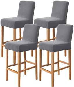 Gollense 4 Pack Stretch Bar Stool Covers Pub Counter Stool Chair Covers with Back Washable Barstool Seat Slipcover with Elastic Bottom for Dining Room Low Short Back Stool (4, Dark Grey)