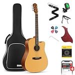 Donner Acoustic Guitar for Adult Beginners, Full Size 4/4 Cutaway Guitar Package 41'' Spruce Mahogany with Gig Bag Tuner Strap Strings Capo Picks (DAG-1C)