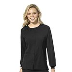 WonderWink Women's Crew Neck Warm Up Jacket, Black, Medium