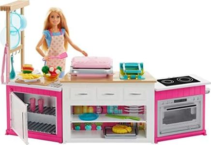 Barbie Ultimate Kitchen Doll & Playset with Lights & Sounds, Food Molds, 5 Dough Colors & 20+ Accessories, Blonde Chef Doll (Amazon Exclusive)