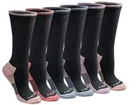 Dickies Women's Dritech Advanced Moisture Wicking Crew Sock (6/12 Packs), Black With Bluish (6 Pairs), Shoe Size: 6-9