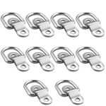 TooTaci 10pcs 1/4" D ring Tie Down Anchor Heavy Duty, 304 Stainless Steel Lashing Ring 1200bls Breaking Strength,Trailers Bracket Surface Mount D Ring Loads for Securing Cargo,Boats,Trucks,Campers