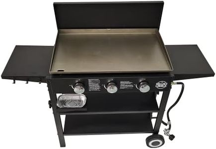 Griller's Choice Outdoor Griddle Grill Propane Gas Flat Top - Hood Included, 4 Shelves, Disposable Grease Cups, 36,000 BTU's, Large Cooking Area, Paper Towel Holder.