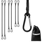 TUMAX Bungee Cords with Carabiner Hooks, 6 Pack Heavy Duty Long Carabiner Rubber Bungee Cord Assorted Size 24" 40" 60", for Camping, Tarps, Bike Rack, Car