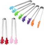 Mini Hand Tongs,Sweet Tongs for Pick Mix,Sugar Ice Tongs,Stainless Steel Mini Tongs Food Tongs with Skid-Proof Hand Shape Silicone for Supermarket Sweet Candy Coffee Ice Bucket Bar Kitchen(6 Colors)