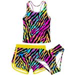 ACOCOPY Girls Leopard Bathing Suit Size 12 Racerback 3pc Swimsuit UPF 50+ Swimwear with Shorts Tankini Set 12-13 Years