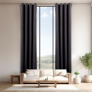 Best Home Fashion Extra Long 11 FT Blackout Curtain, Antique Bronze Grommet Tall Curtain for High Ceiling or Long Window, 2 Story Curtain for Living Room (1 Panel, 52" W x 132" L, Darkgrey)