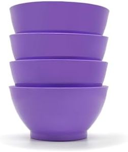 CaliBowl Non-Spill Plastic Bowl Set - 20oz Reuseable Kitchen Bowls with Concave Inner Lip and Non-Slip Base - For Cereal, Soups, Salad, Pasta and Serving - Set of 4 - Sunset Purple